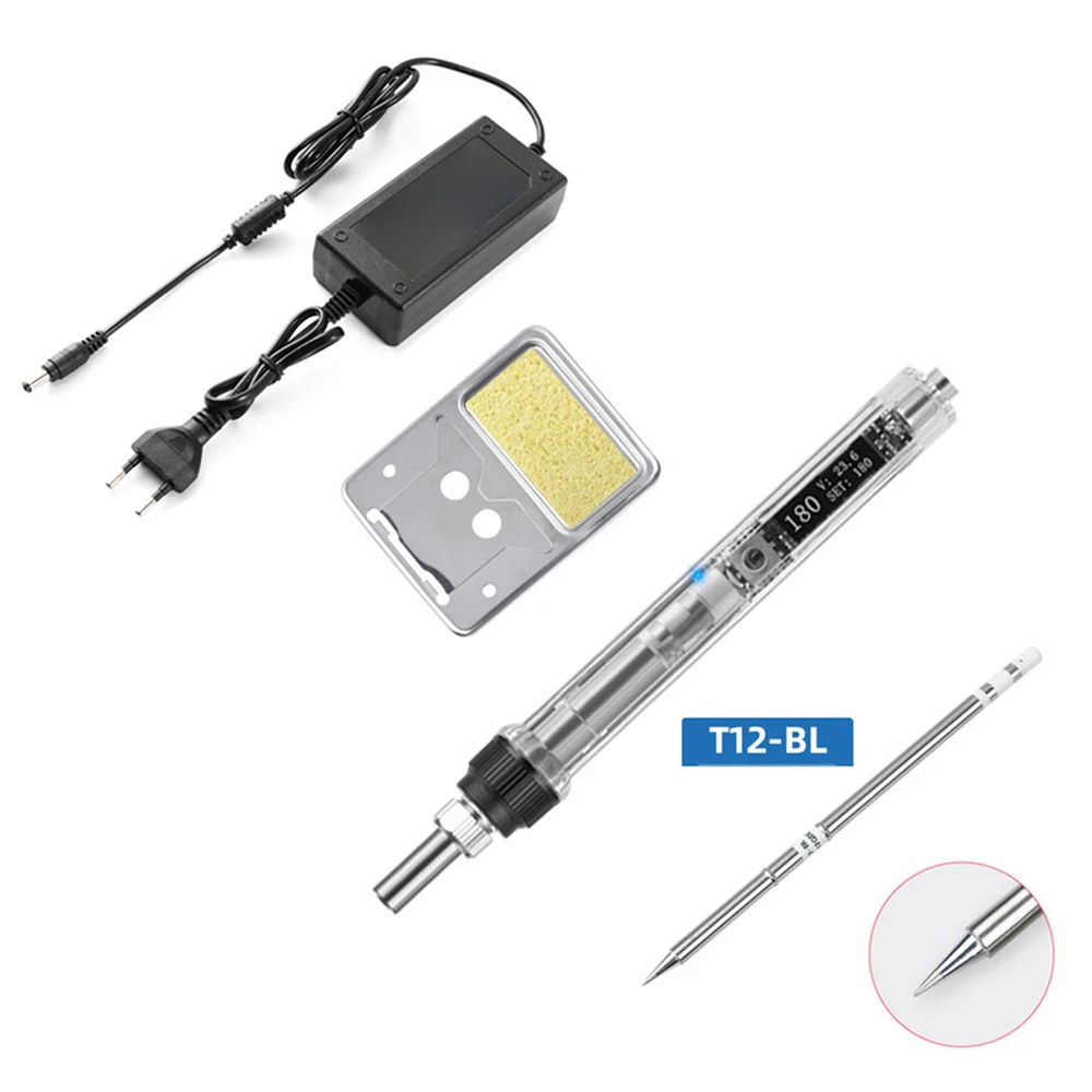 Digital OLED T12 Mini Soldering Iron Set DC 12-24V 72W Adjustable Temperature Portable Electric Welding Solder Tip Station Tools