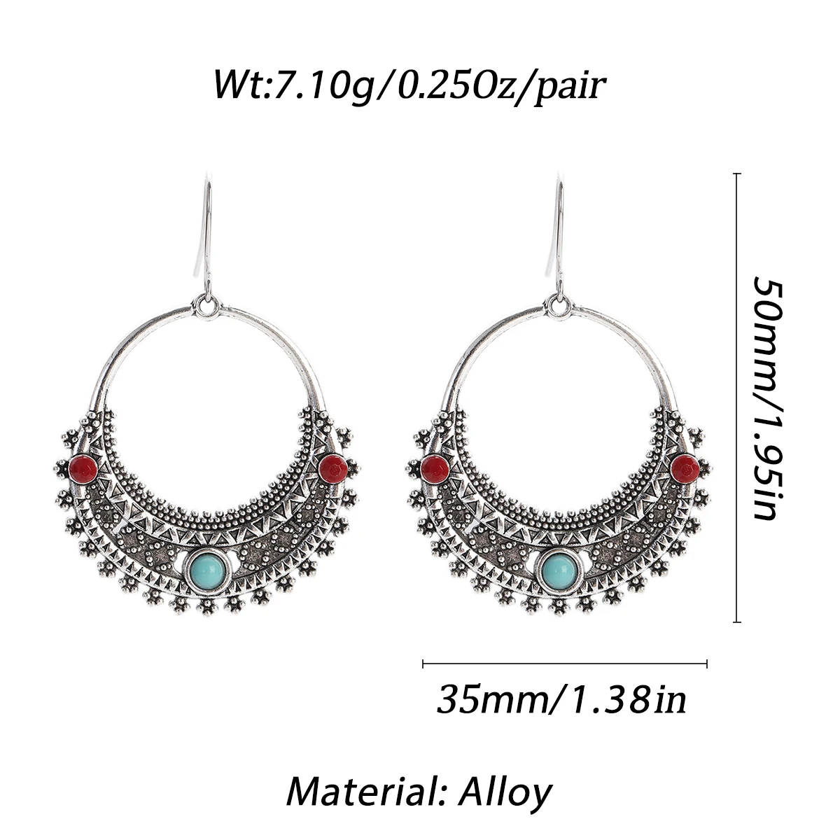 Boho Silver Color Necklace Set for Women Vintage Carved Round Pendant Earrings Necklace Sets 2022 Indian Jewelry Accessories