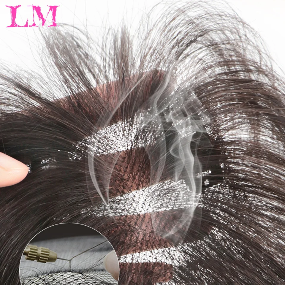 LM قاعدة علوية للنساء توبر الشعر النساء الباروكات كليب في شعر بشري حقيقي هيربيسي وصلة إطالة شعر طبيعي رقيقة تنفس المرأة Toupper #5