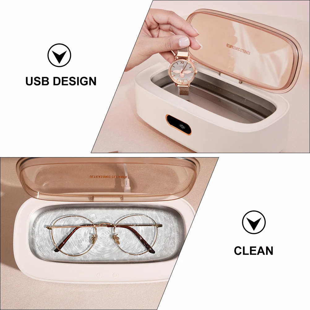 

1pc Ultrasonic Cleaner Compact For Jewelry Watch Cleaning Machine Household Sonic Cleaner Multi Purpose Practical Teaching