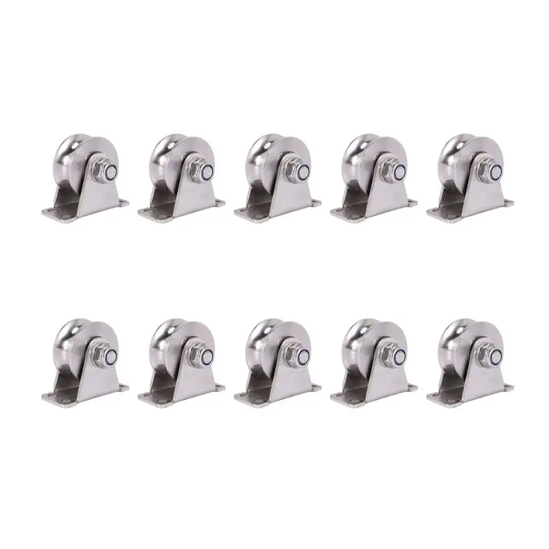 10Pack U-Type Stainless Steel Pulley Block Mute Bearings Groove Sliding Roller Track Wheel-AA26