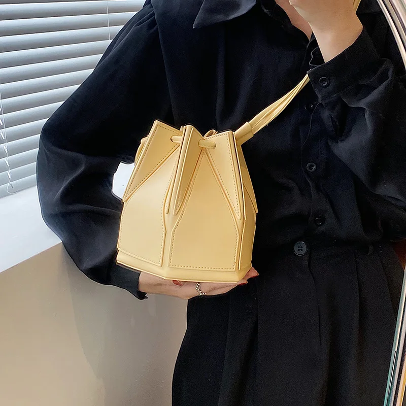 Brand Folding Bucket Bag for Women High Quality Shoulder Bag Fashion Purse and Handbag Designer Geometric Crossbody Bag Satchel