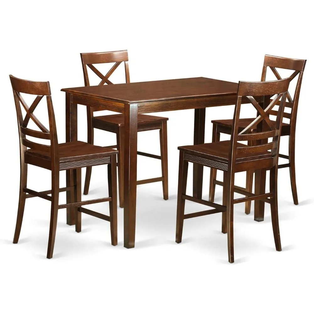 

YAQU5-MAH-W 5 Piece Counter Height Dining Set Includes a Rectangle Kitchen Table and 4 Dining Room Chairs, 30x48 Inch