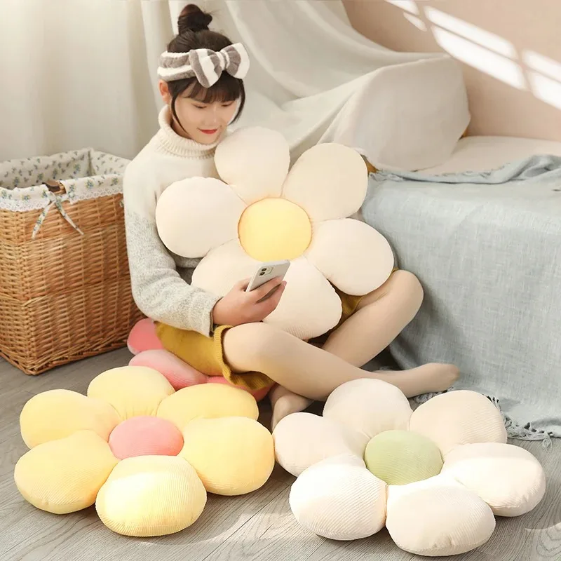 40cm Stuffed Six Petal Flower Cushion Girly Room Decor Sunflower Pillow Bay Window Pink Flower Sit Bedroom Seat Pillow