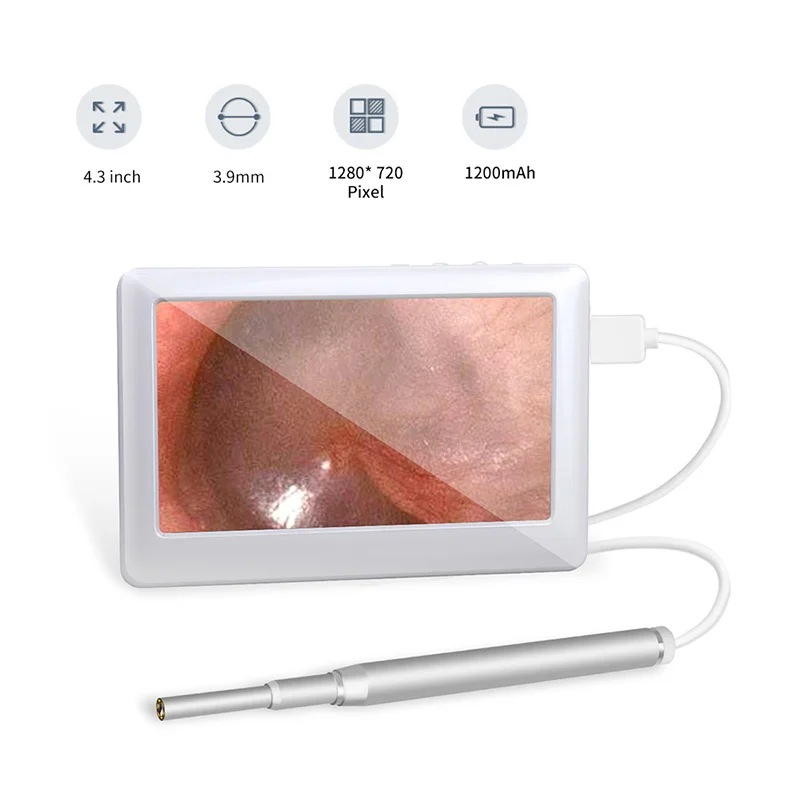 

3.9mm Digital Otoscope Camera HD USB Otoscope with 4.3 Inch Screen Ear Cleaning Endoscope with 6 LED Lights for Adult kids