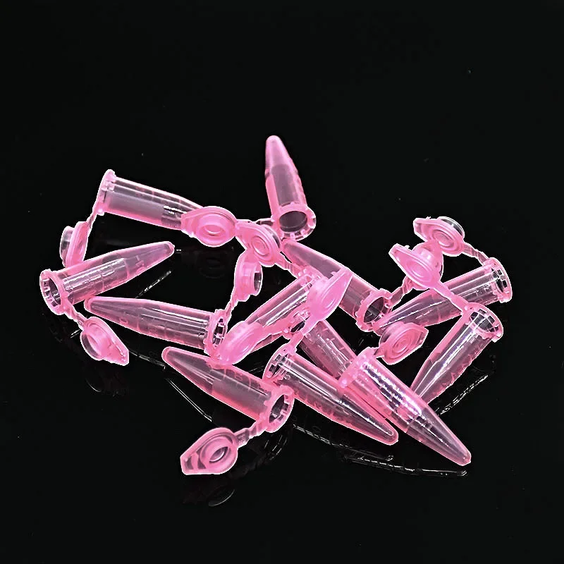 Microtubes Centrifuge Tube 0.5ml Laboratory Centrifugal Tube Bottom Tip Pink Color Scale Locked Cover Pack of 1000/PK