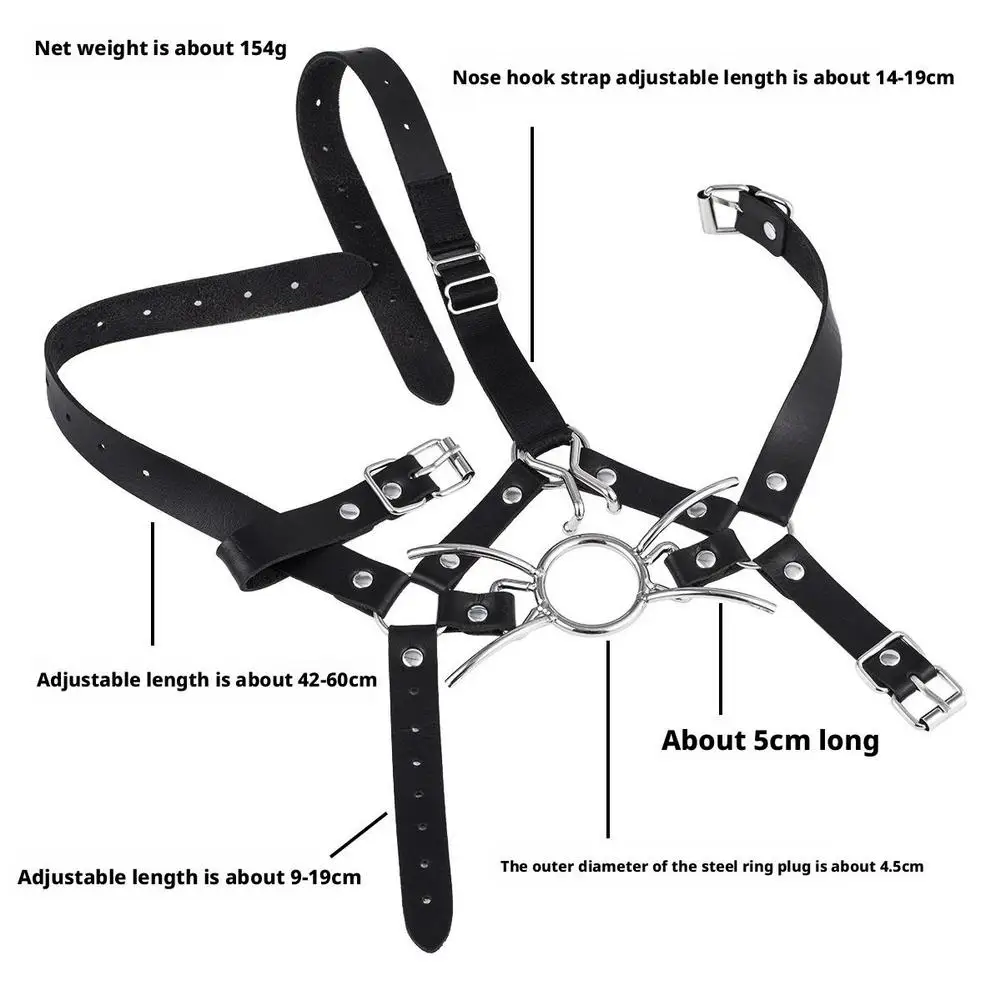 أقنعة VaHppy الكمامة تسخير الأنف السنانير SM BDSM عبودية القط ويسكي نمط زوجين ألعاب الجنس اللعب تأثيري الفولاذ المقاوم للصدأ + الجلود #5