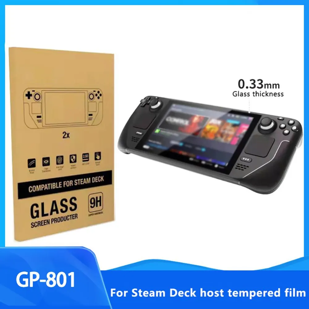 2 sztuk/zestaw Screen Protector do zaworu Steam Deck 9h twardość 0.33mm grubość Bubble-free konsola do gier ekran folia typu szkło hartowane