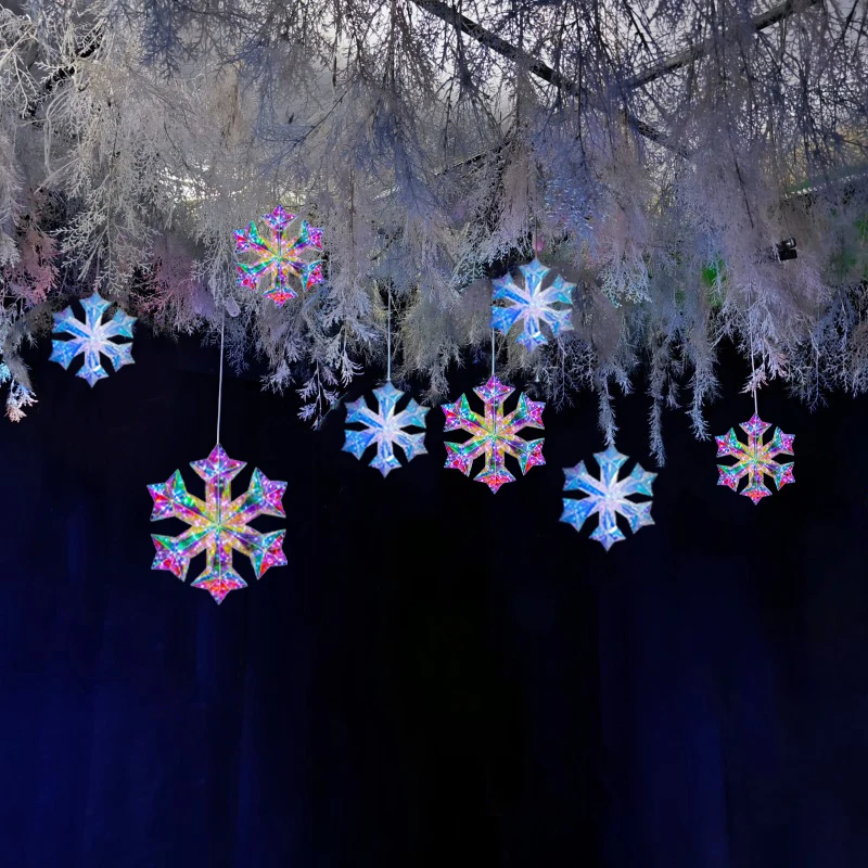 เกล็ดหิมะสี LED แหล่งจ่ายไฟ USB ตกแต่งแบบแขวน เสริมบรรยากาศ เหมาะสําหรับงานปาร์ตี้วันหยุด ของตกแต่งบ้าน