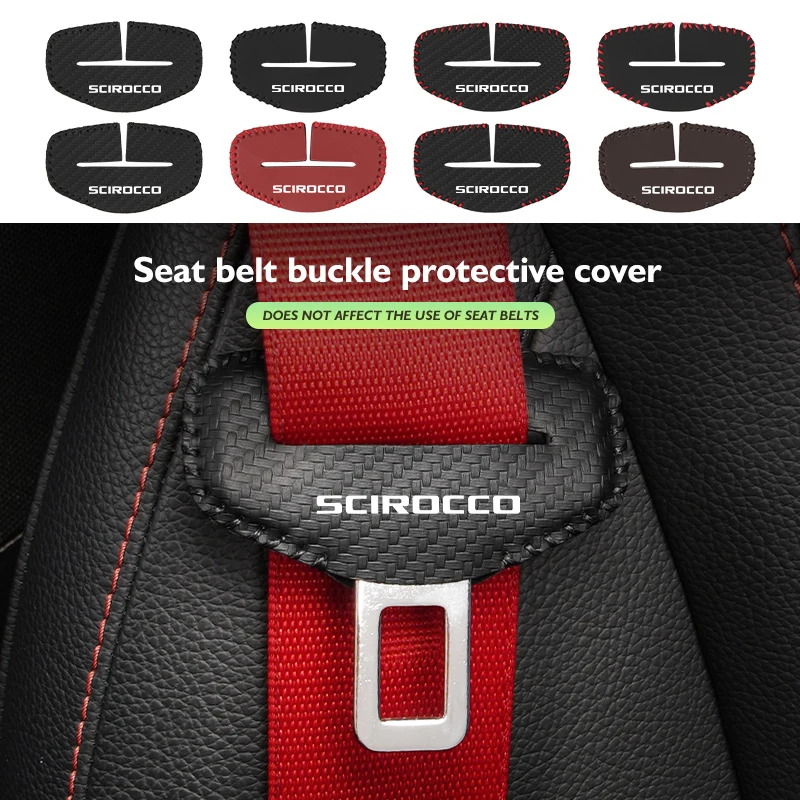 Hebilla para cinturón de seguridad de coche Volkswagen, cubierta protectora de cuero antiarañazos, Scirocco Golf 4 5 6 7 R GTI TSI TDI R32 MK4 Polo CC