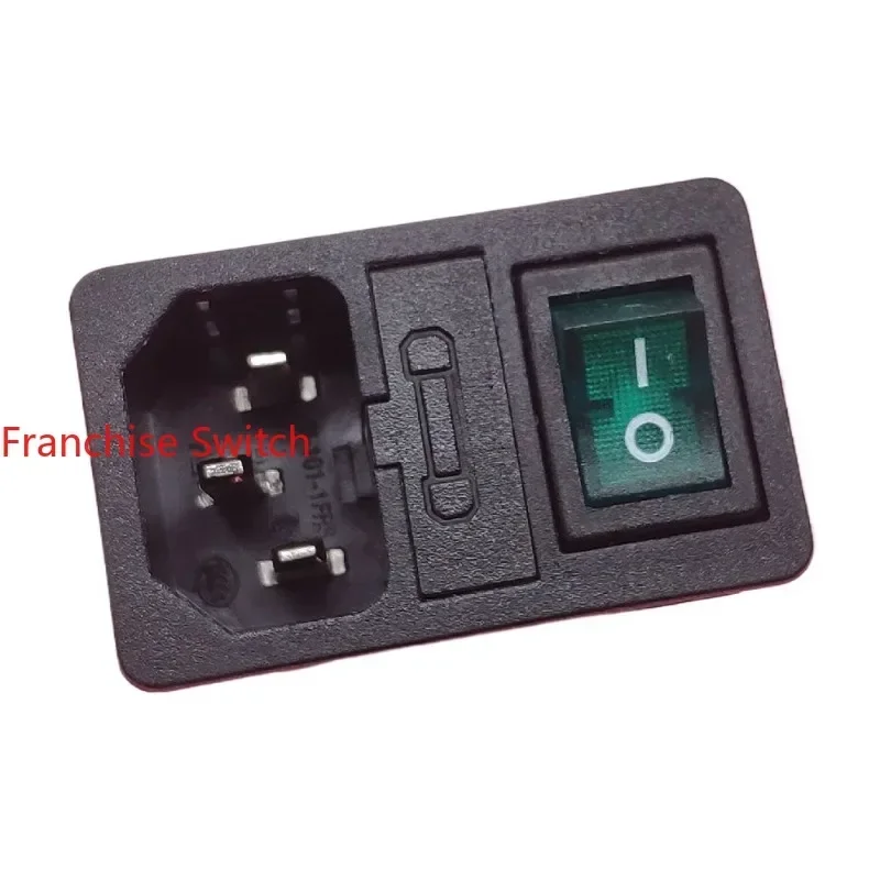 10PCS 3-In-1 power socket with insurance 4-pin green light switch JR-101-1FRS