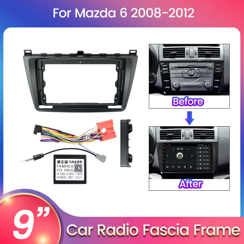 MEKEDE DoubleDin Car Radio Fascia Kit Fit Installation Trim Facia Face Plate Panel DVD Frame For Mazda 6 2008-2012