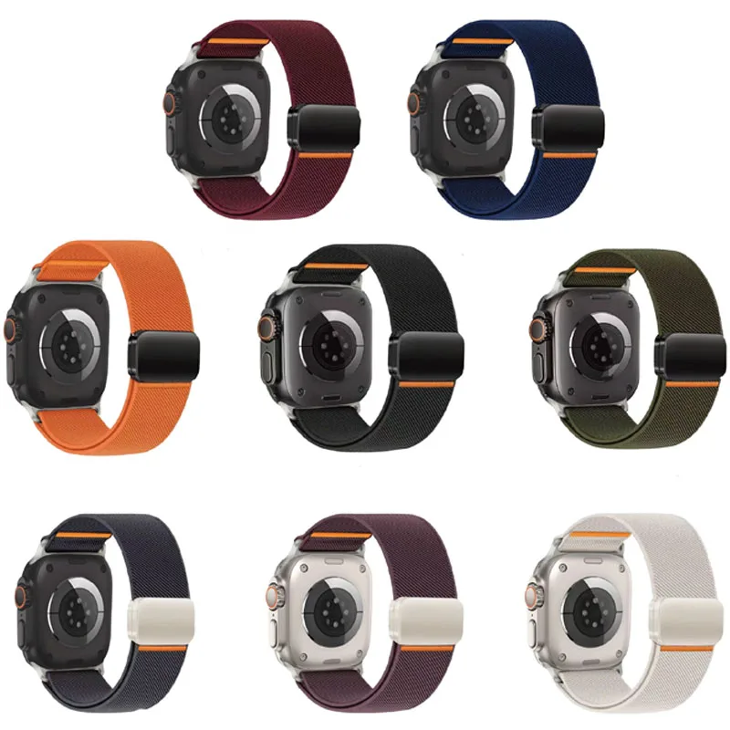 Bracelet magnétique en Nylon pour Apple Watch série 11 10 9 8 SE3 46mm 45mm 41mm 38 42 44 40mm, Bracelet de montre pour Iwatch Ultra 2 3 49mm
