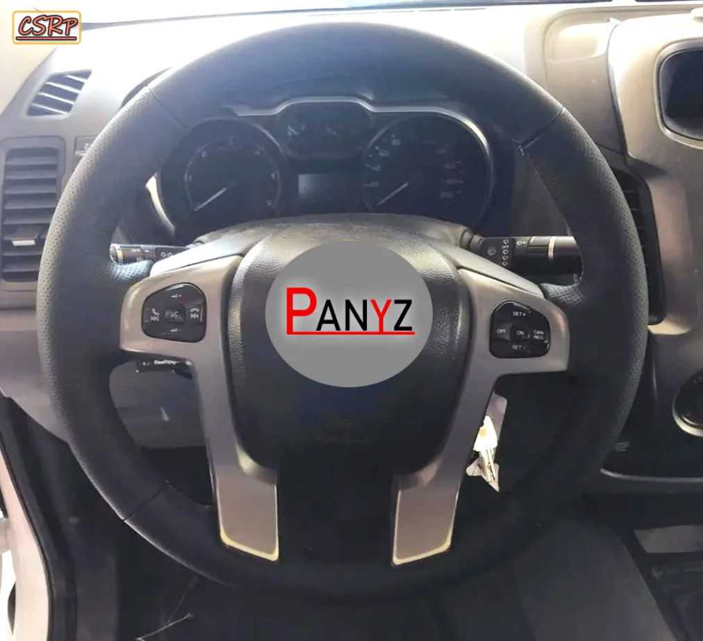 Hand-stitched car Interior Accessories for Ford Ranger 2012-2015 2017 Car Steering Wheel Cover Braid Non-Slip Napa Leather Cover