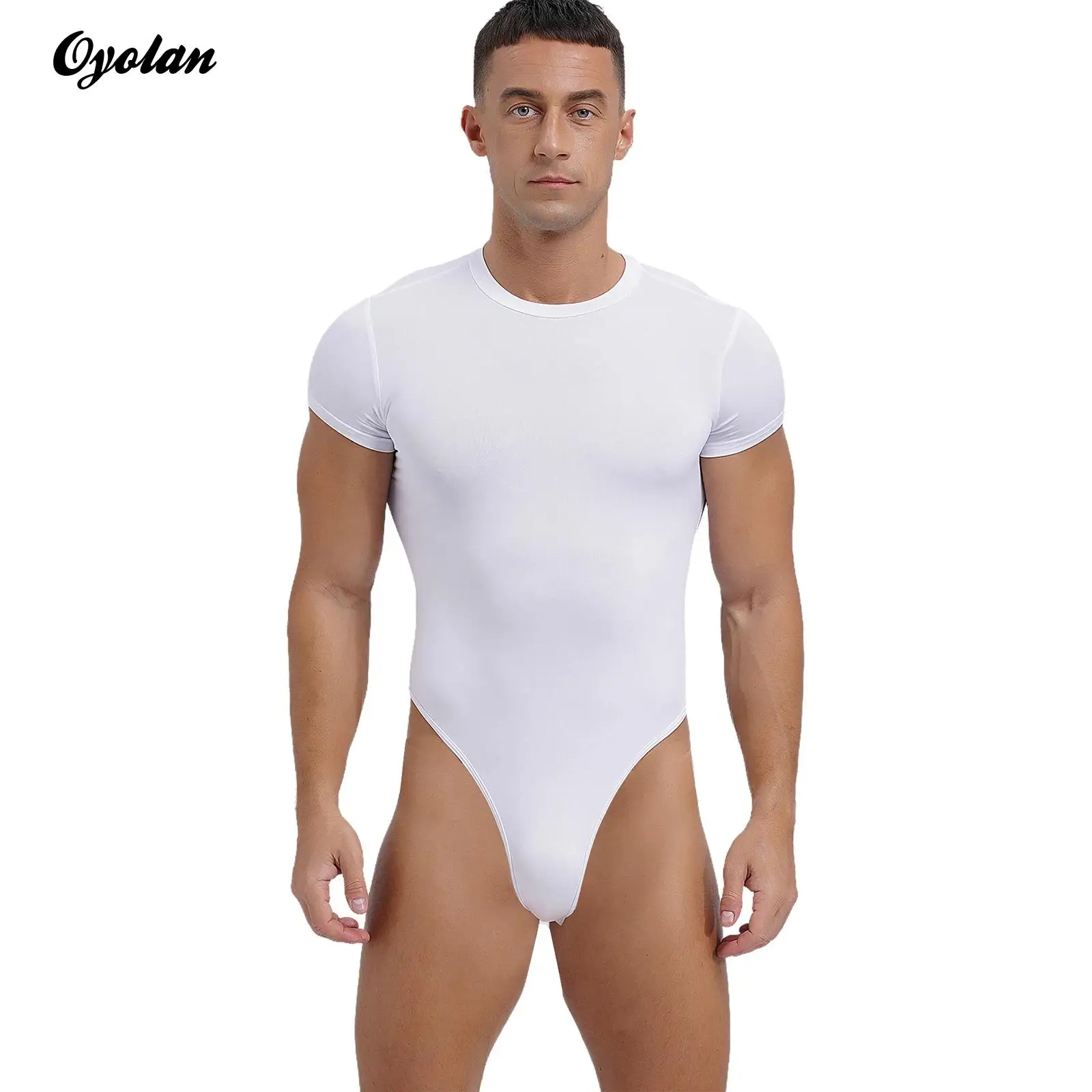 

Мужское нижнее белье, Однотонная футболка, боди, топы, цельный костюм для борьбы, майка, мужские Шейперы, пижамы с коротким рукавом и пуговицами на промежности