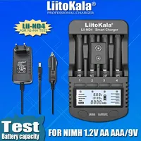 LiitoKala-Rechargeable Battery Charger with LCD Display and Test Battery Capacity 9V NiMH and Cd Batteries, Lii-ND4, 1.2V AA AAA