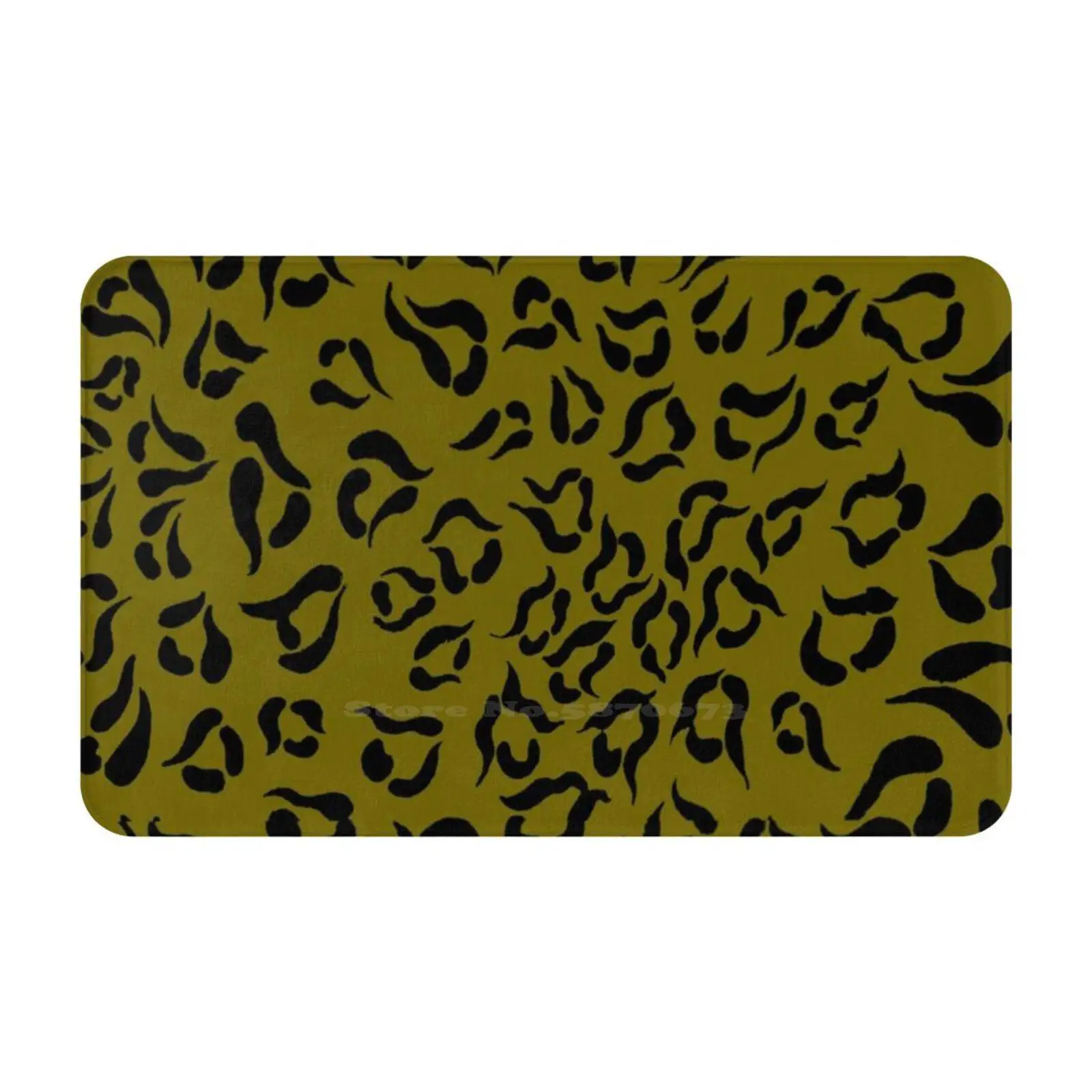 Leopard Olive 3D Soft Non-Slip Mat Rug Carpet Foot Pad Leopard Olive Green Animal Pattern Original Layering Tops Skins Spiral