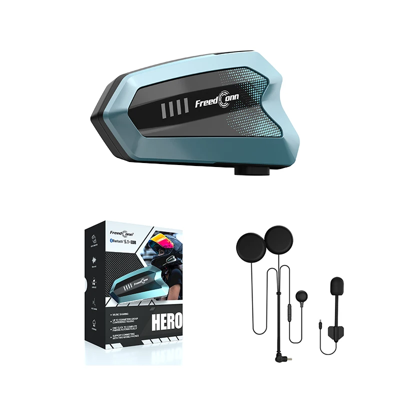 FreedConn Bluetooth Headset HERO with Bluetooth5.1 6 Riders 1100m Group Communication Range 1000mAh Motorcycle Intercom