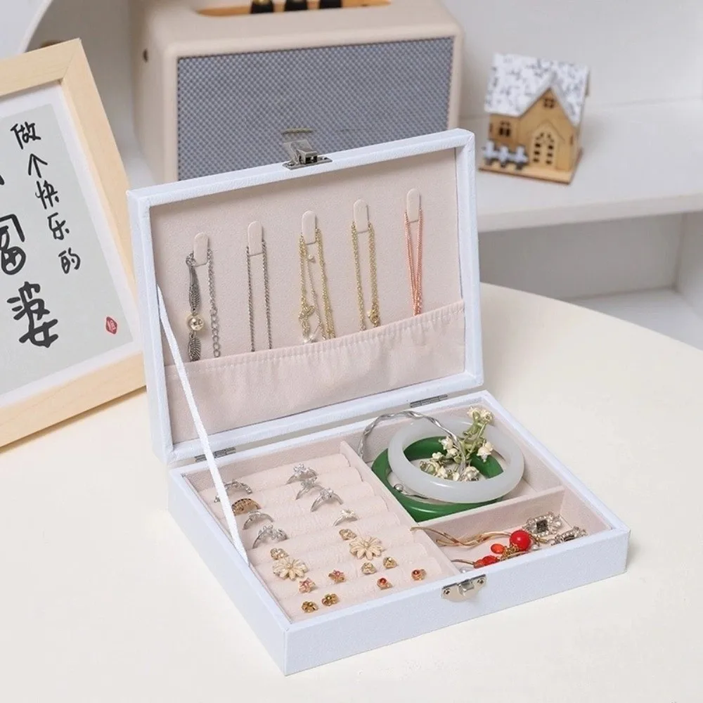

PU Leather Jewelry Storage Box Multi-Functional Space-saving Jewelry Storage Case Portable Bracelet Necklace Tray