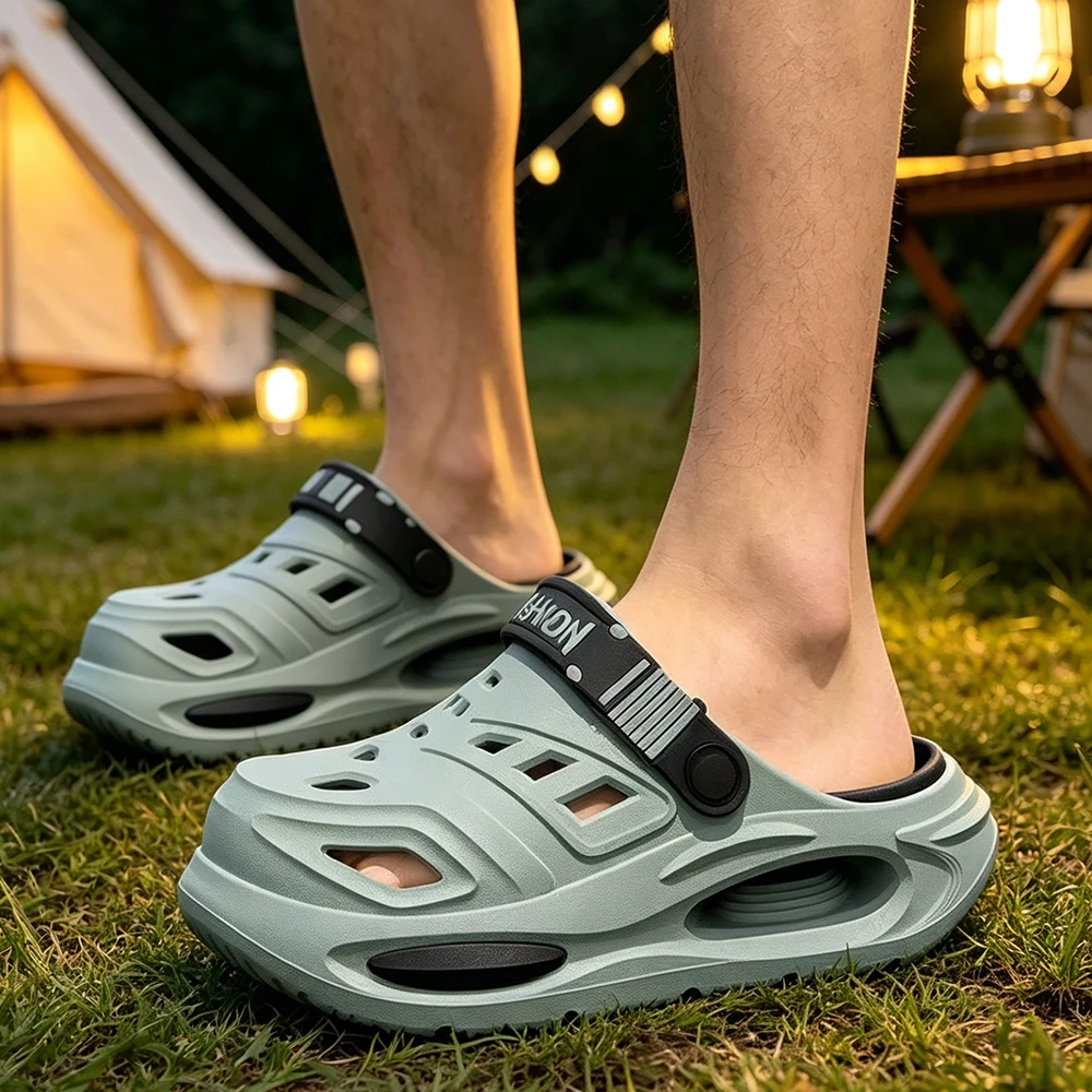 Men Lightweight High Elastic EVA Platform Clogs Removable Insole Waterproof Quick Dry Outdoor Walking Driving Casual Sandals view 5