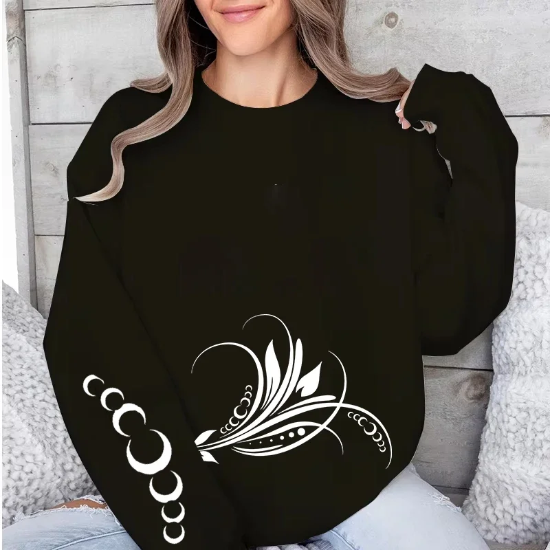 ใหม่แฟชั่นสตรีเสื้อพิมพ์ O คอเสื้อลําลองกีฬา Jogging Pullover Street เสื้อผ้าทุกวันอเนกประสงค์ Home Hoodie