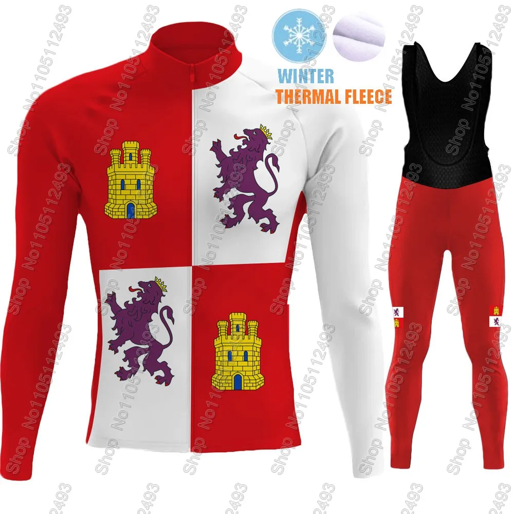 

Зимний костюм Castile and Leon 2026 Испания Комплект велосипедного трикотажа Одежда для велосипеда с длинным рукавом Мужские велосипедные дорожные брюки Нагрудник MTB Одежда Майо