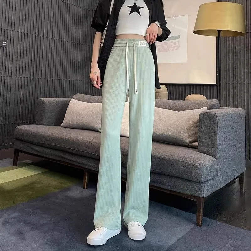 

Women Narrow Wide-legged Pants Straight-leg Spring Summer Sweatpants Draped Versatile Long Casual Trailing Comfortable Skinny
