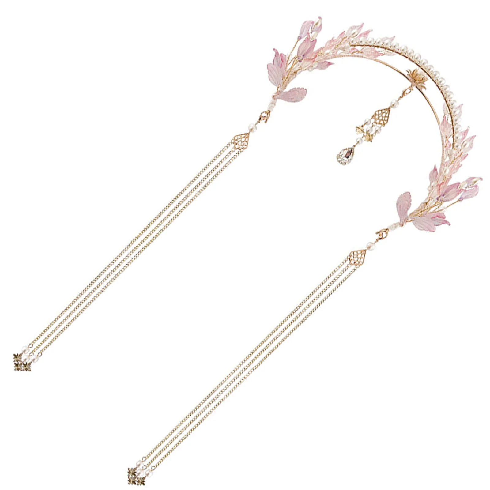 1 قطعة أغطية الرأس النمط الصيني أنيقة طويلة شرابة Hanfu غطاء الرأس للنساء إكسسوارات الشعر التقليدية حفل زفاف تبادل لاطلاق النار الصور