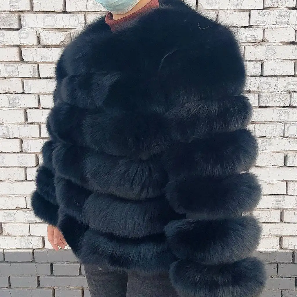 QIUNUOXI 100% Natural Fur Jacket Real Fur Coat Winter Jacket Women Natural Fox Fur Luxury Fashion 50cm Short Jacket Wholesale