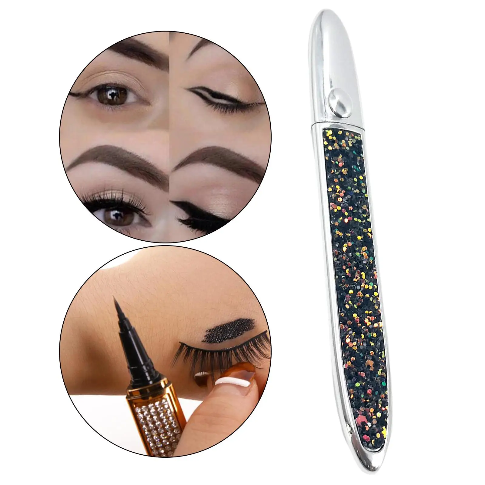 Glitter Liquid Eyeliner Pen Self-adhesive Quick Drying Waterproof Long Lasting Eye Makeup Pencil for Women Girls