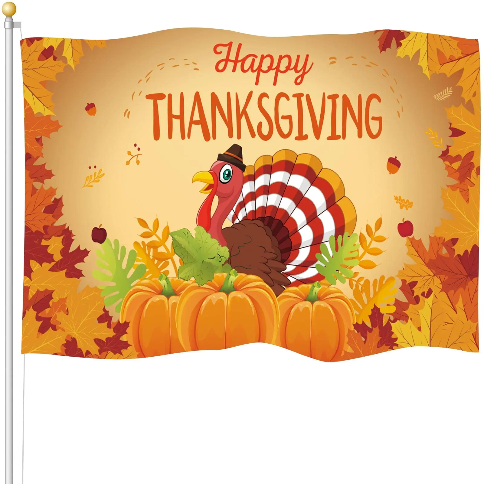 Thanksgiving House Flag Turkey Flags Decorative Pumpkin Maple Leaves Flags Party Indoor Outdoor Seasonal Yard Women Kids Gifts