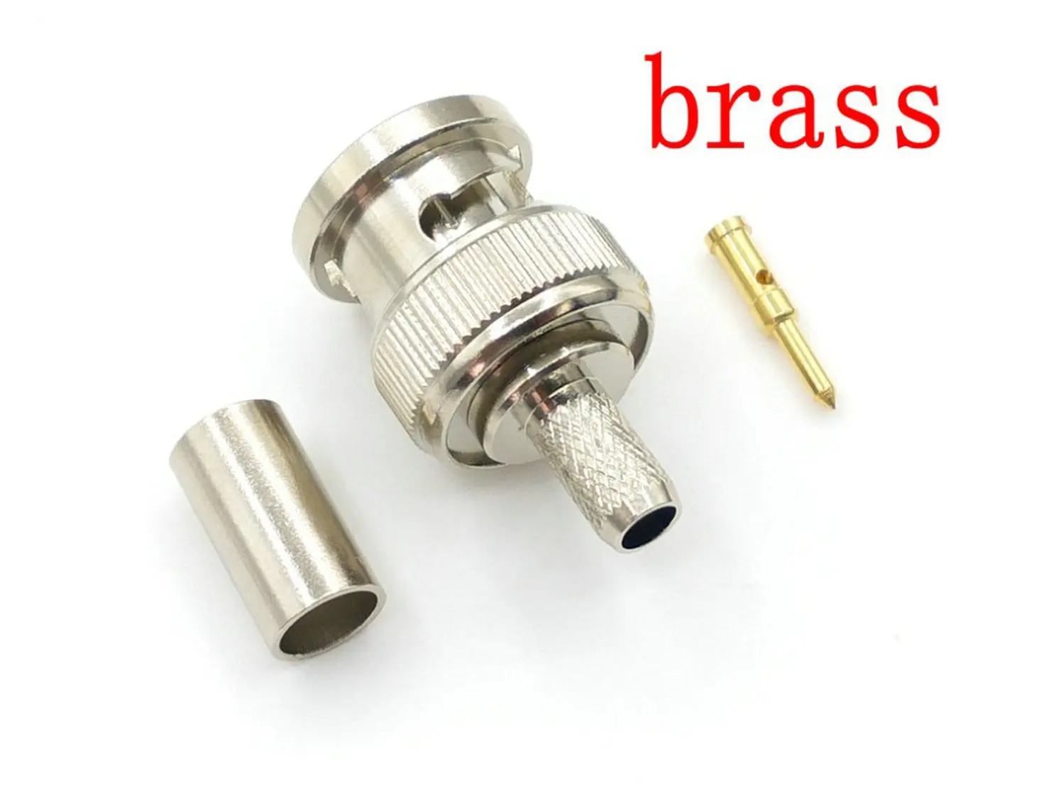 

100PCS brass BNC Plug Crimp Connectors for RG58 RG-58 Coax Male Antenna cable CONNECTOR