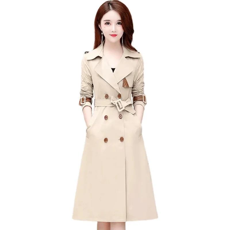 

2023Spring Trench Coat for Women Streetwear Turn-Down Collar Double Breasted Coats Female Windbreakers Outerwear Gabardina Mujer