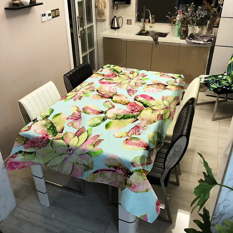 Cactus Digital Printing Tablecloth Waterproof Oil-proof and Heat-proof Fashion Design Table Mat Home Nappe De Table Mantel Mesa