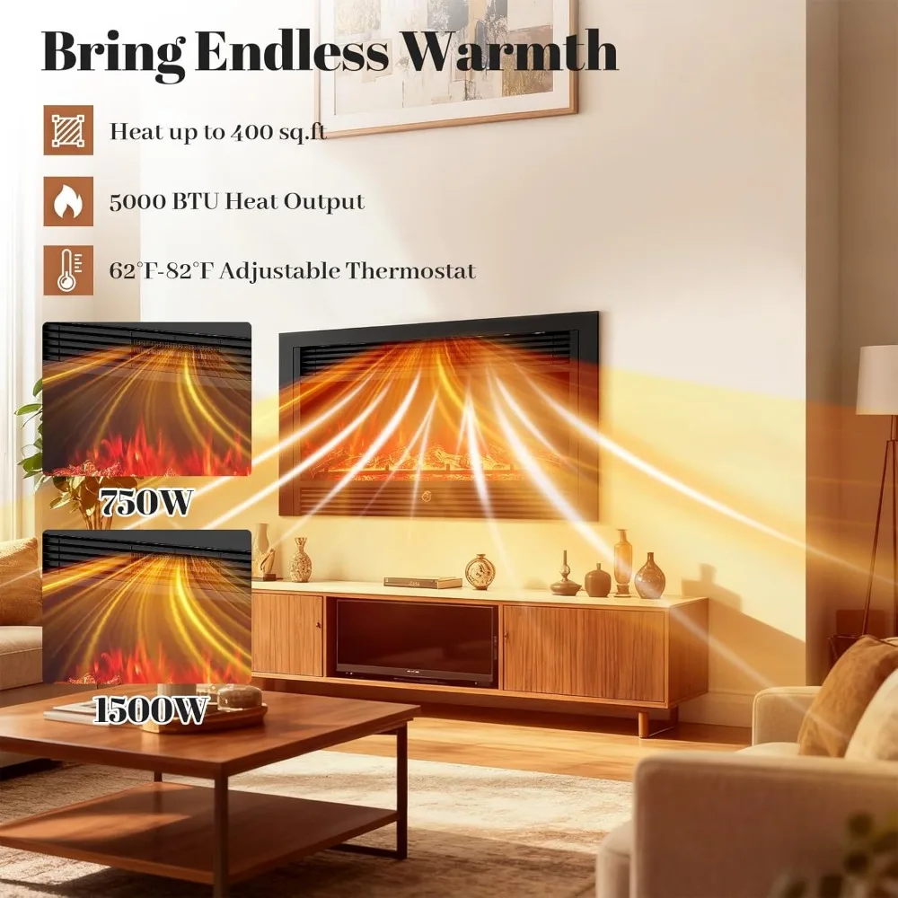 مدفأة كهربائية لهب قابلة للتعديل مع جهاز تحكم عن بعد، مثبتة على الحائط أو مثبتة على الحائط، 36 سخان قائم بذاته لديكور المنزل #3