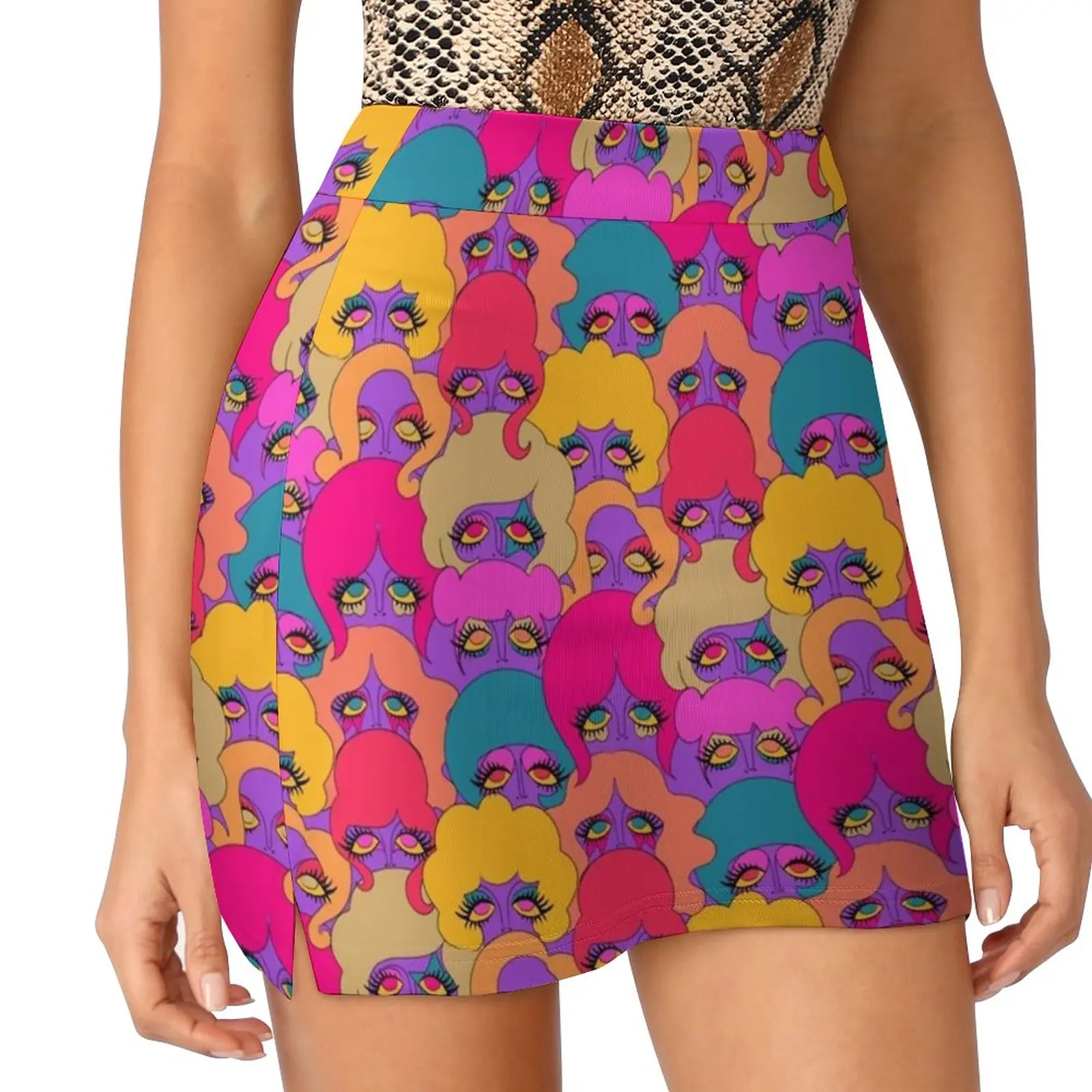 

Colorful Ladies Women's skirt With Hide Pocket Tennis Skirt Golf Skirts Badminton Skirts Running skirts Psychedelic Psychedelic