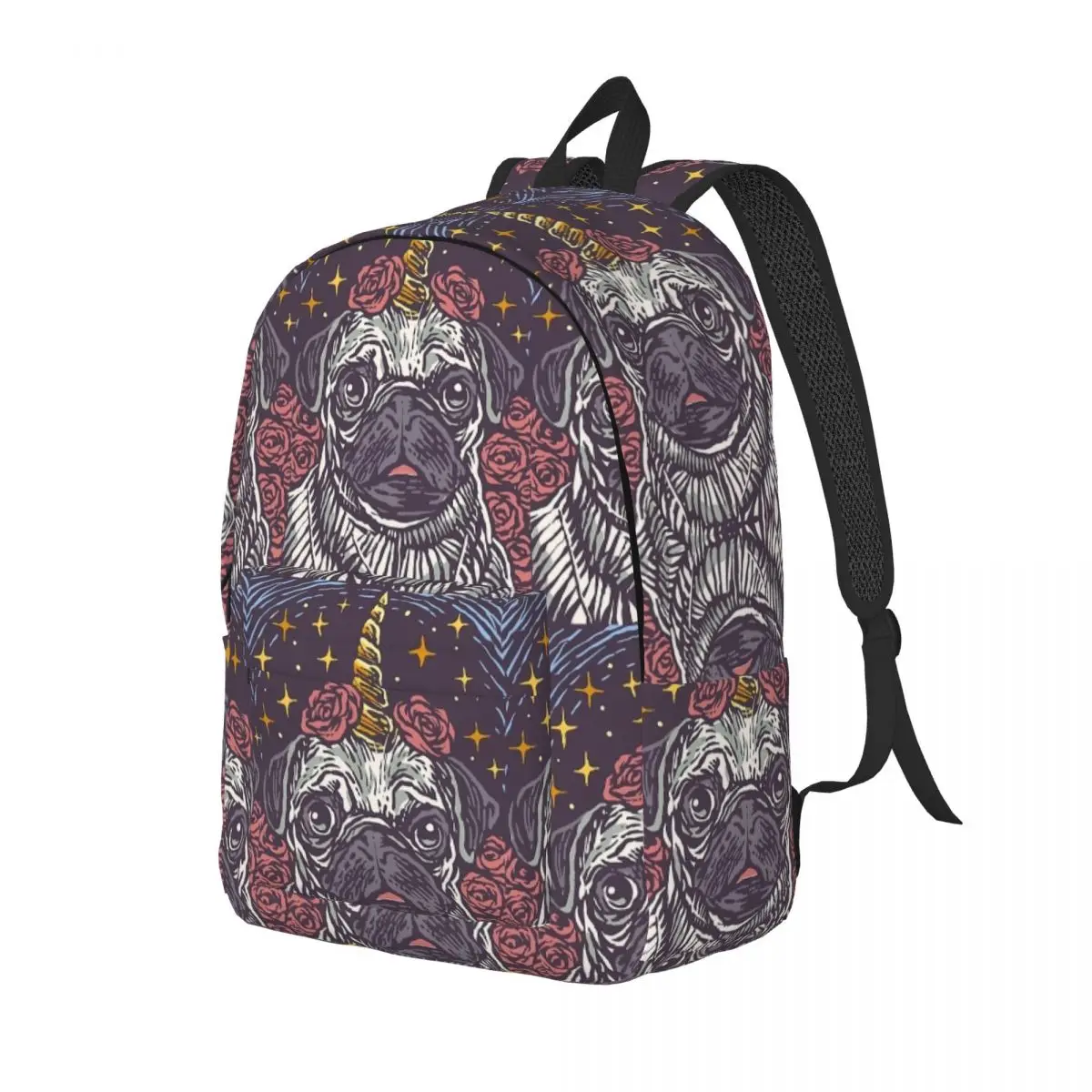 Unicorn Pug Backpack for Boy Girl Kids Student School Bookbag Puglife Dogs Puggy Pet Daypack Kindergarten Primary Bag Hiking