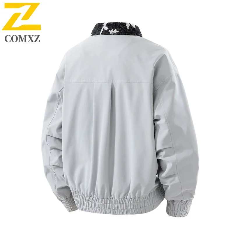 COMXZ Mens Jacket Casual Lattice Design Turndown Collar Casual Travel Lightweight Coat Adventure Lightweight Men Autumn Wear Top