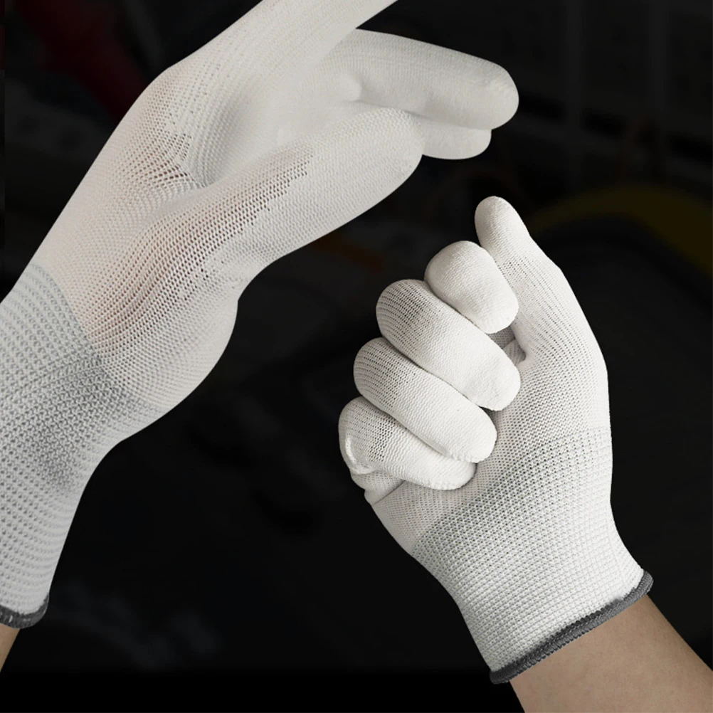 12pcs 12 Pairs Anti Static Protective Gloves Nylon Non-Slip Fingertip Gloves For Pc Building Electronics Repair Welding Flame