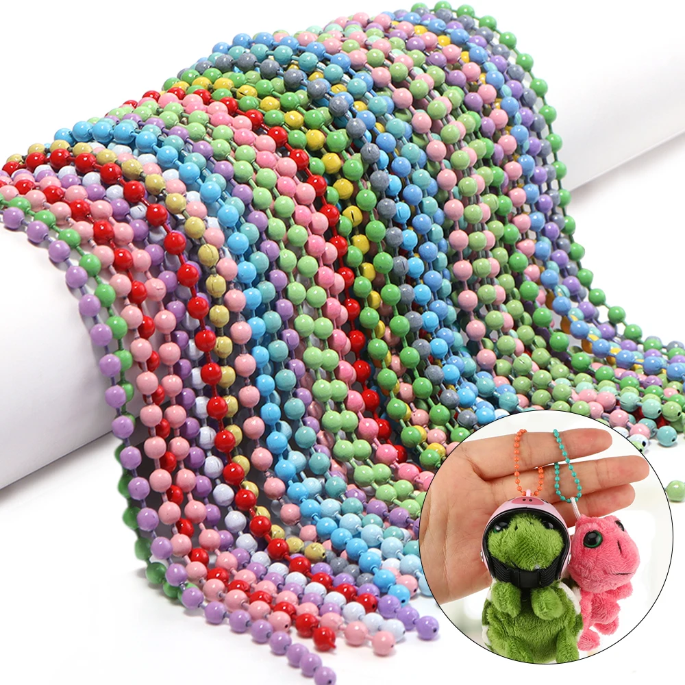 200pcs/lot 10/12cm Colorful Ball Bead Chains For DIY Keychain Dog Tag Label Hand Tag Jewelry Making Accessories