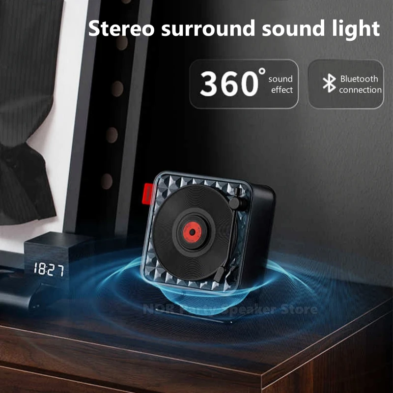 Retro ไวนิลมินิลําโพงไร้สายบลูทูธแบบพกพาเครื่องเล่นเพลงวินเทจพร้อมแผ่นเสียงในตัวสีขาวเสียงรบกวน Sleep Aid ลําโพง