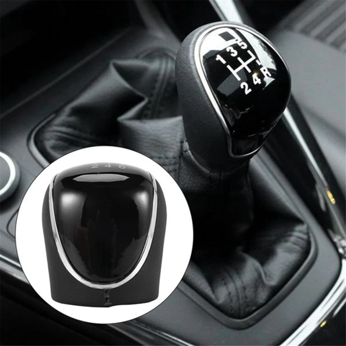 2pcs 6 Speed Car PU Leather Gear Shift Knob Shift Lever for Mondeo IV C-MAX Transit Focus MK3 MK4