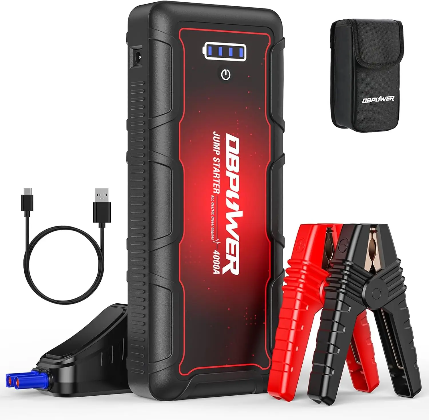 

Jump Starter 4000A Peak 88.8Wh Portable Car Jump Starter (Up to All Gas/10L Diesel Engine) 12V Auto Battery Booster Pack with Sm