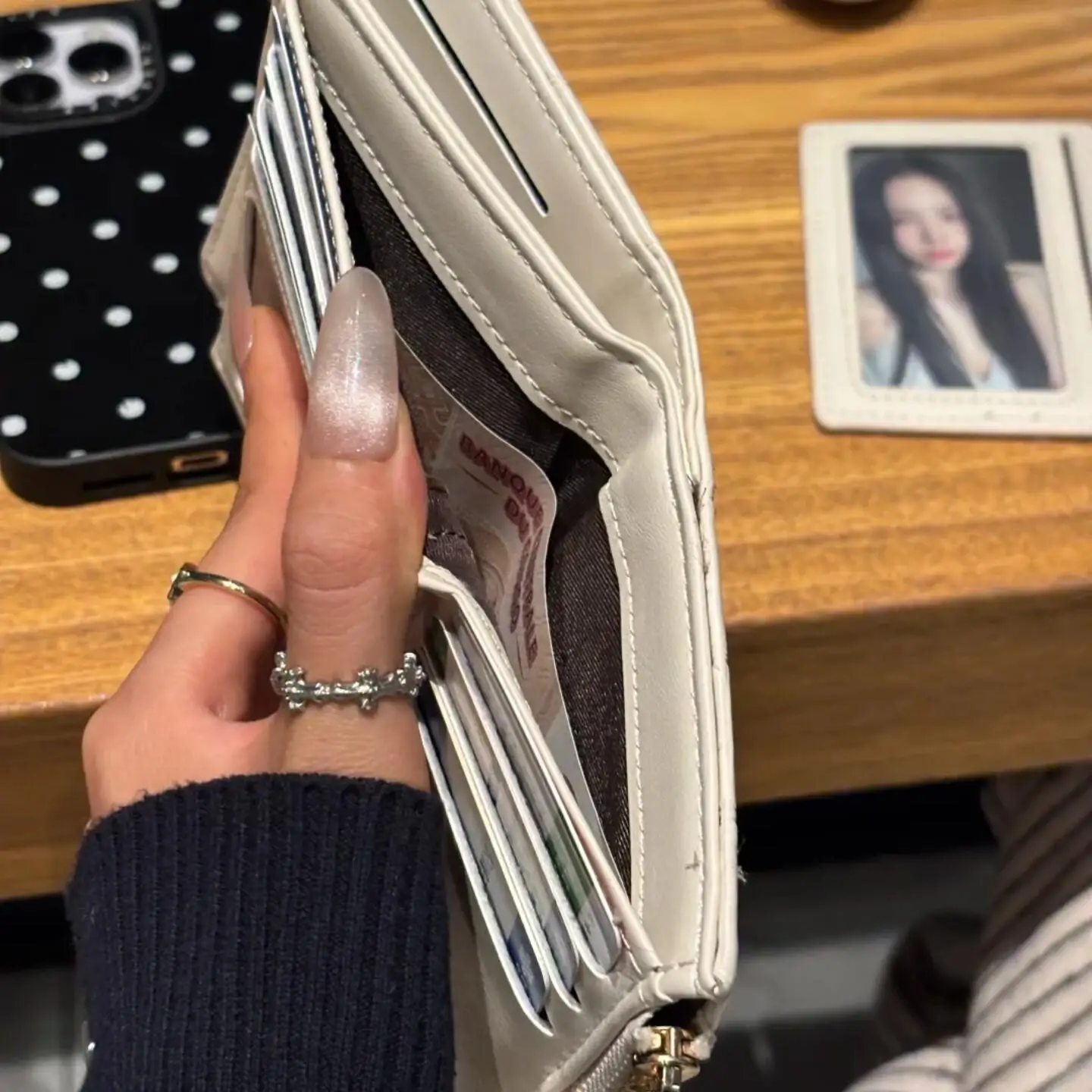 korean-style-simple-stone-pattern-women's-wallet-multi-function-id-card-holder-multi-card-position-passport-money-clip