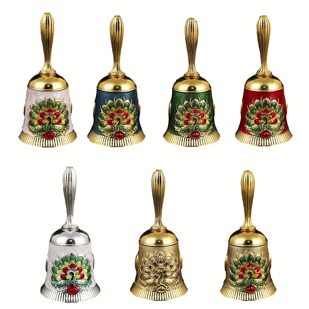 1pc Metal Bells European Vintage Style Zinc Alloy Bells Percussion Part For Hand Hold For Dinner Bells Class Begin Training Pets