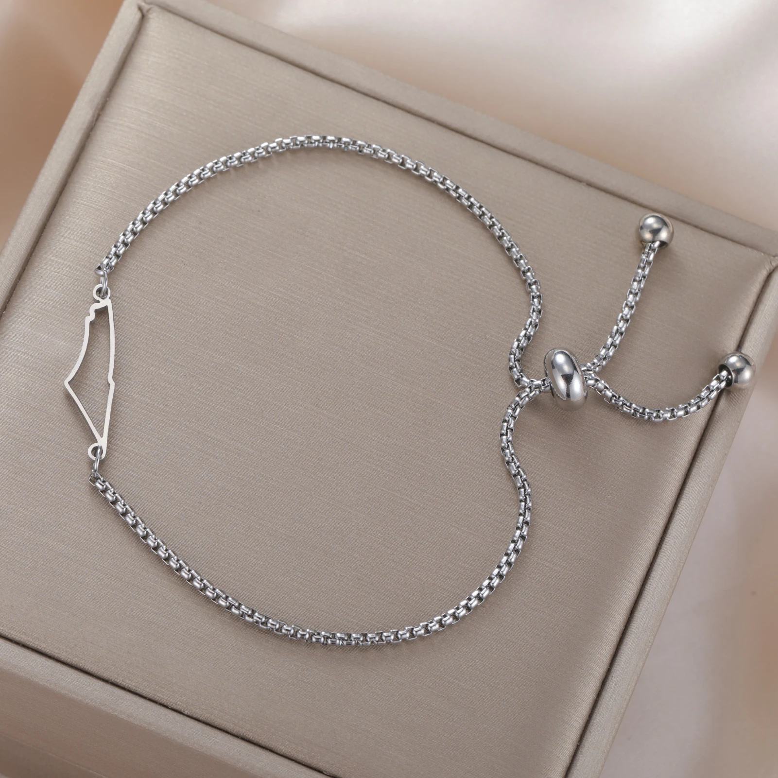 جوفاء فلسطين قلادة على شكل خريطة سوار الفولاذ المقاوم للصدأ صندوق قابل للتعديل سلسلة للرجال والنساء هدية مجوهرات العرقية الإسرائيلية