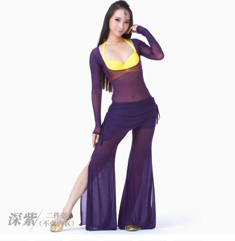 1pcs/lot woman transparent belly dance tops gauze sexy belly dance top solid indian dancing bodysuit free size