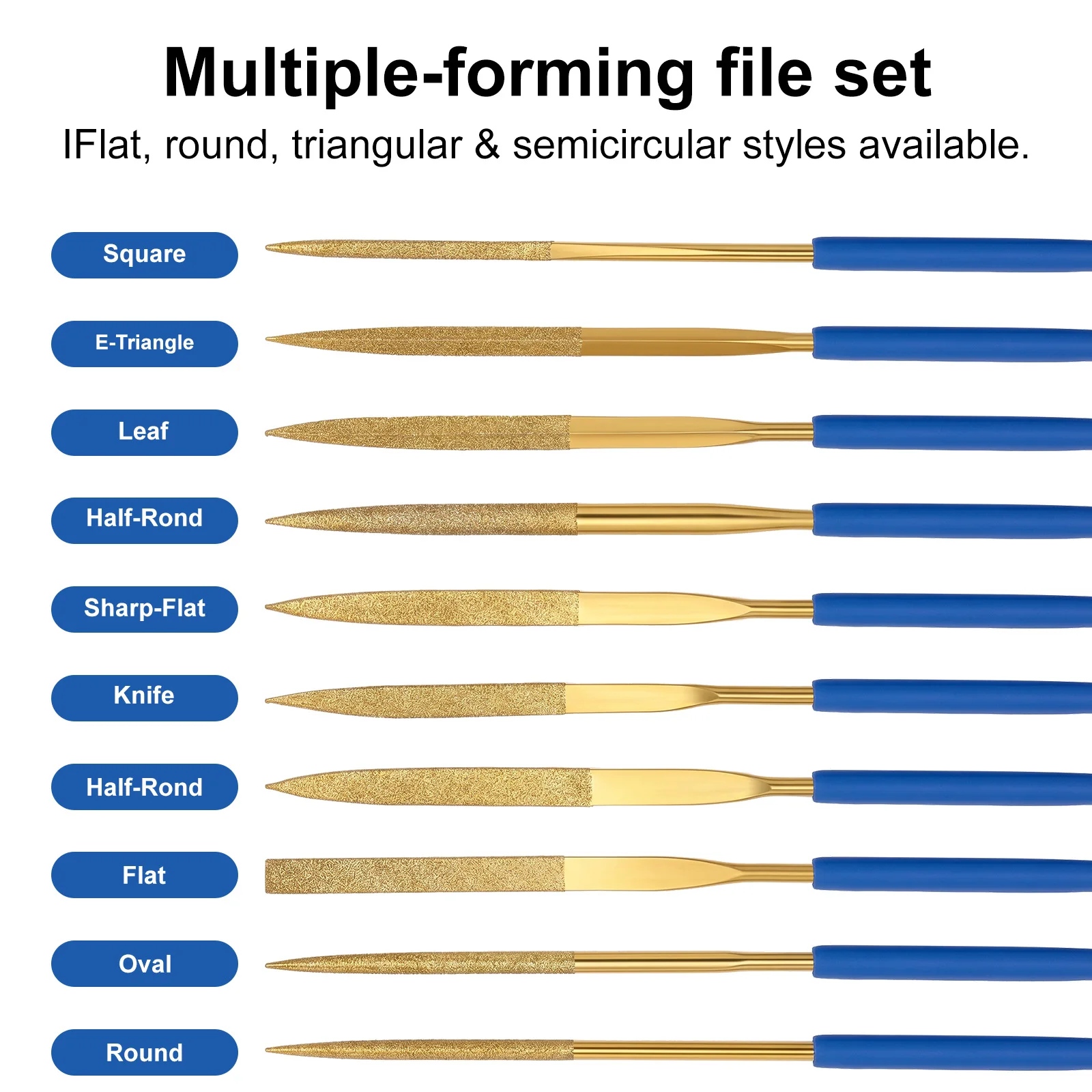 10Pcs Small Diamond Needle Files Set Titanium Coated Diamond Needle File Portable Diamond File Hand Tool for Glass Metal Ceramic