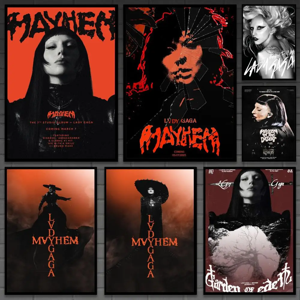 Singer L-Lady Gaga Mayhem Poster Versatile HD Waterproof Wall Art Self-Adhesive Decor for Any Space Ideal Gift