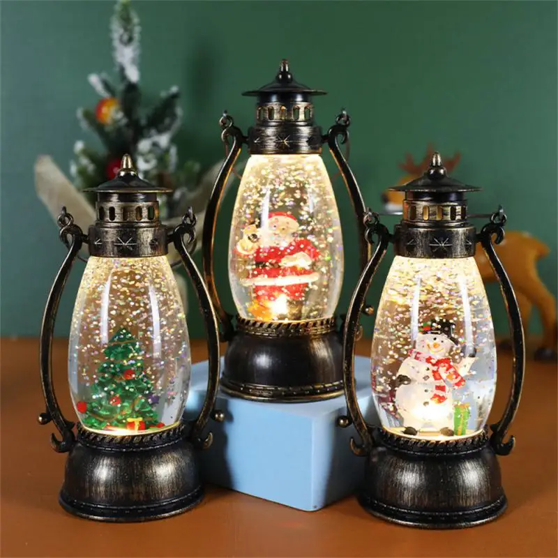 Hot Christmas Snowman Snow Globe Santa Lantern Retro Style Holiday Glitter Globe for Xmas Table Decoration Santa Gift